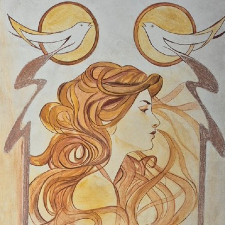 Fresque à la chaux - Visage Femme